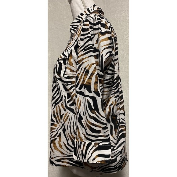 Jones New York Signature Petite Animal Print 3/4 Sleeve Blouse Women's Size PL - Picture 3 of 10